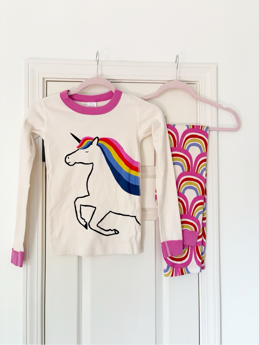 ⭐️ NEW 🦄 Hanna andersson rainbow unicorn long John pajama set size 10 140cm